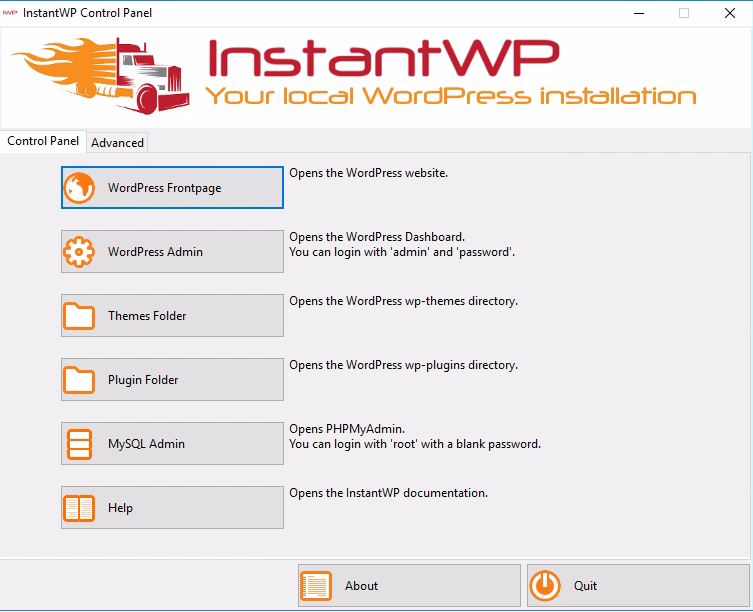 Windows 10 Instant WordPress full